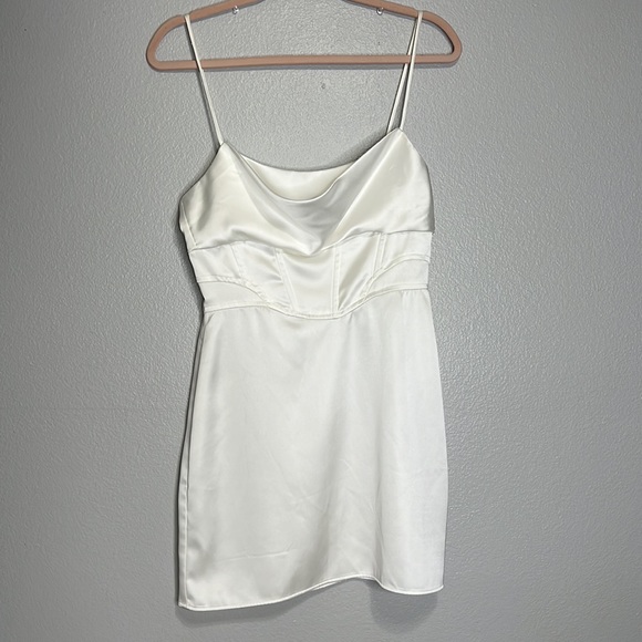 Zara White Corset Satin Effect Dress - Picture 12 of 13